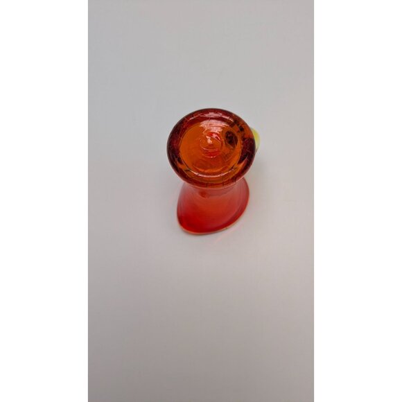 Vintage Art Glass Miniature Pitcher Crackle Finish Yellow Handle - Picture 6 of 8